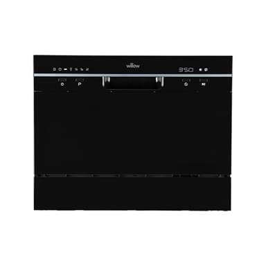 Willow WTTD6B 55cm Tabletop Dishwasher with 6 Place Settings, 7 Programmes, Delay Function, Cutlery Basket, LED Indicator - Black