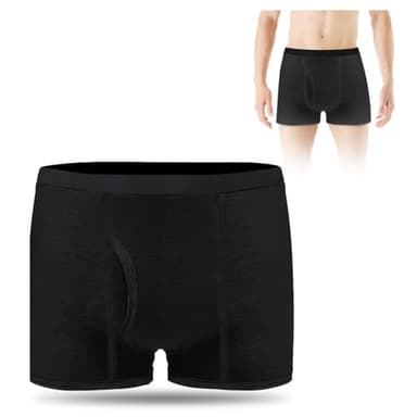 AOOWU Men's Incontinence Pants, Men's Cotton Washable Incontinence Boxer Briefs with Absorbent Pads, 300ml Urinary Capacit Men's Incontinence Protection Knickers for Drips & Dribbles