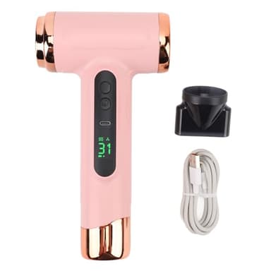 Cordless Hair Dryer, 15000mah Dormitory Hair Dryer with Digital Screen Portable Travel Hair Dryers USB Rechargeable with USB Charging Cold Hot Wind 200w(Rose)