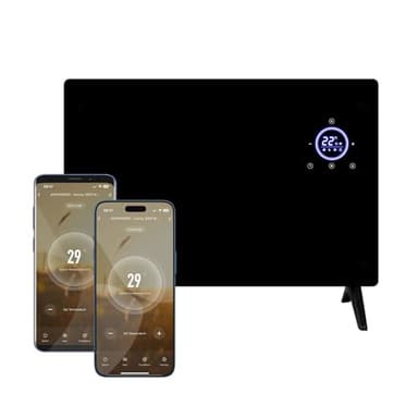 DMD | Wifi Enabled Smart Heater, Tempered Glass, Touch Screen Control, 5-50 Degree Temperature 24hr Timer | Free Standing and Wall Mounted Brackets Supplied (2000 Watt)