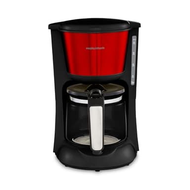 Morphy Richards Equip Filter Coffee Machine, Pour Over Technology, 10 Cup Capacity, Fast Brew, Anti Drip, Easy Clean Reusable Filter, Keep Warm, Aroma Blender, Red and Black, 162503