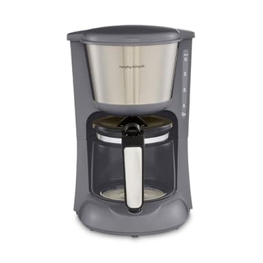 Morphy Richards Equip Filter Coffee Machine, Pour Over Technology,10 Cup Capacity, Fast Brew, Anti Drip, Easy Clean Reusable Filter, Keep Warm, Aroma Blender, Grey and Stainless Steel,162505
