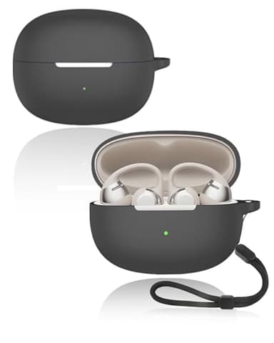 Protective cover for SHOKZ OpenDots One Wireless Earbuds, Soft Silicone Case with lanyard - Skin-friendly & Durable, Black