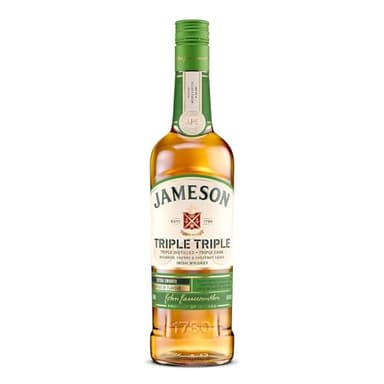 Jameson Triple Triple | Blended Irish Whiskey | Triple Distilled | Triple Cask Matured | Unique Blend of Bourbon, Sherry and Chestnut Casks | 40% ABV | 70cl | Toffee, Cocoa and Toasted Almond Notes