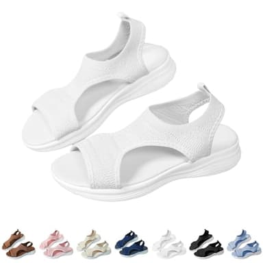 pavers Sandals for Women Sandals for Women Orthopedic, Sandals with Arch Support Summer Slip on Ladies Wedge Slingback Walking Slip on Platform Shoes Casual Beach Slide Sport Shoes 4 White