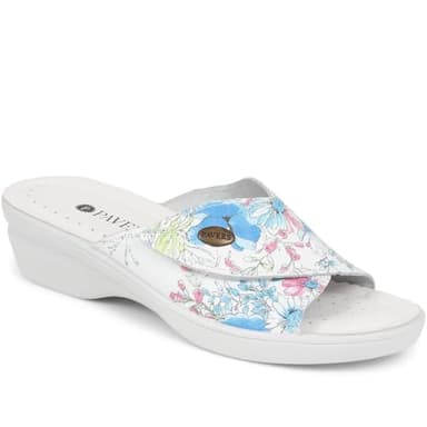 Pavers Leather Slip On Wedge Sandals - Floral Size 5