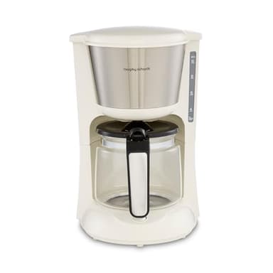 Morphy Richards Equip Filter Coffee Machine, Pour Over Technology, 10 Cup Capacity, Fast Brew, Anti Drip, Easy Clean Reusable Filter, Keep Warm, Aroma Blender, Cream and Stainless Steel,162504