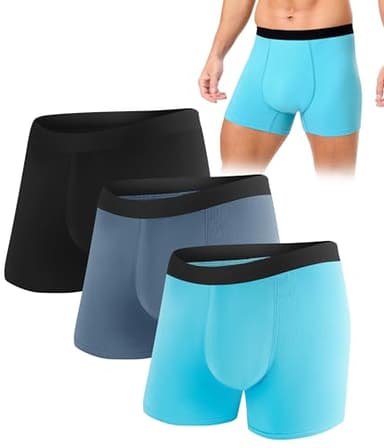 SUNCHIRI 3 Pack Washable Mens Incontinence Pants, Reusable Absorbent Incontinence Boxer Briefs for Men with Protective Pads, Leakproof Underwear for Bladder Control (L, Multicolor01)