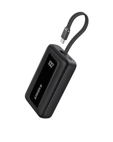 Anker Zolo Power Bank, 10,000mAh 30W High-Speed Portable Charger with Built-In USB-C Cable, Fast Charging Battery Pack for iPhone 17/17 Air/17 Pro/17 Pro Max/16/15 Series, Galaxy, iPad, and More