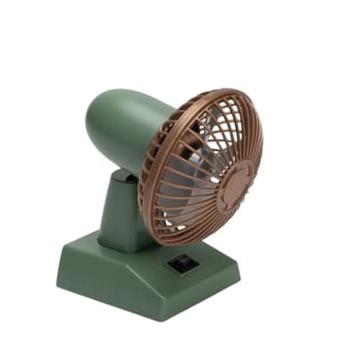 Anomat Mini Desk Fan 4 Inch – Battery and USB Powered Oscillating Fan with 2-Speed Settings, Small Vintage Cooling Table Fan for Home Office Bedroom Pets, Green/Brown Retro Gift Idea
