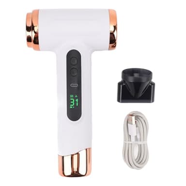 Generic Cordless Hair Dryer, 15000mAh USB Rechargeable Portable Hair Dryer with Hot Cold Wind 200W, for Travel Dormitory Outdoor Styling (White)