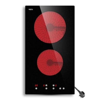 Built-in 2 Ring Ceramic Hob with easy installation 13amp plug. STARCHARTS Plug in Electric Hob with 9 Power Levels, Child Lock, Safety Residual Heat Indicator, 2900W, Compact Size for Small Kitchen