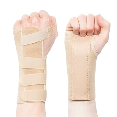 Actesso Tri-Weave Wrist Support Splint Brace - Relieves Pain from Carpal Tunnel, Fractures, Sprains and Joint Pain (Beige, Large Right)