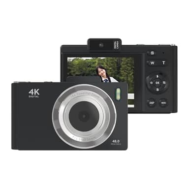 Andoer 4K Digital Camera, Portable Video Camera CCD Photo Camera 48MP 2.8 Inch IPS Screen Anti-shake 16X Zoom Auto Focus with Flash Battery Birthday for Teens Students Friends (Black)