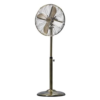 Status 16 Inch Standing Fan, Oscillating, 3 Speed, Adjustable Height, Antique Brass, Portable, Quiet Operation, For Living Room Bedroom (S16ASTANDFAN1PKB)
