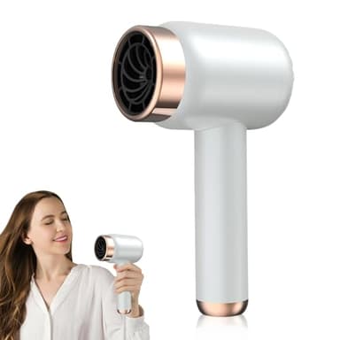 YANGUN Cordless Hair Dryer, 1000W Rechargeable Hair Dryer, 3 Speeds Portable Blow Dryer, 1500 Mah Rechargeable Blow Dryer for Travel Outdoor Home Salon(White)