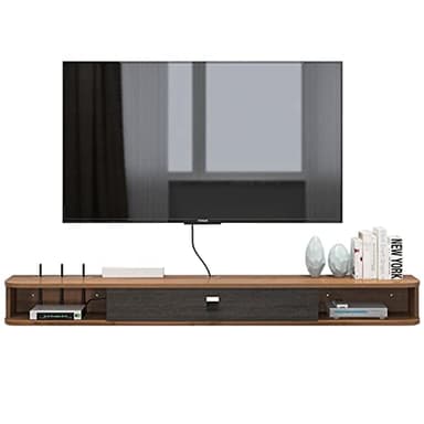 Wall Mounted Floating TV Stand - Wooden Media Console & Entertainment Center for Living Room, Bedroom & Office - Stylish Under TV Storage Cabinet (Brown, 1000mm)