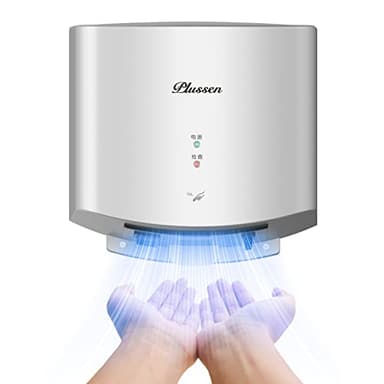 PLUSSEN Hand Dryer Commercial Hand Dryer for Bathroom,Warm n Cold Air Switch Automatic Electric Hand Dryers,220V-240V,Plug in, Silver-PN3861
