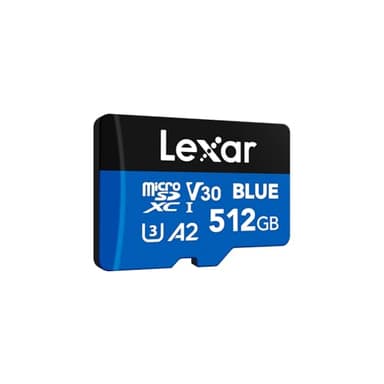 Lexar Blue Micro SD Card 512GB, up to 160MB/s Read, microSDXC UHS-I Card, Class 10, U3, V30, A2, Full-HD & 4K Video, High-Speed Memory Card for Smartphones/Tablets/Action Cameras