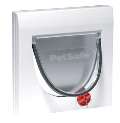 PetSafe Manual 4 Way Locking Classic Cat Flap - Flexible Access, Durable Design - White, Tunnel included