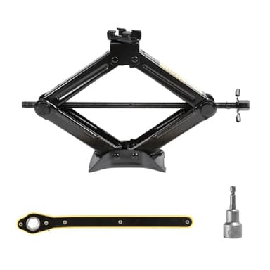 2 Ton Heavy-Duty Scissor Jack Car Lift - Labour-Saving Ratchet Handle & Electric Drill Compatible, Thickened Steel Plate Construction for Cars/SUVs/MPVs, Emergency Car Jack Kit with Lifting Wrench