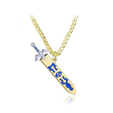 GAUEIOUR Zelda Legend Sky Sword Necklace,Personalized Trendy Versatile Game Peripheral Detachable Scabbard Necklace,Zinc Alloy Necklaces(Gold)
