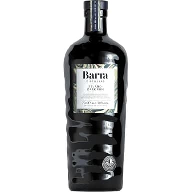 Barra Distillers Island Dark Rum - 38% ABV, 70cl - Award-Winning Scottish Rum from the Outer Hebrides - Island Born Premium Dark Spiced Rum - 100% Plastic-Free and Recyclable Unique Rum Bottle