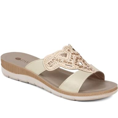 Pavers Embellished Mule Sandals - Gold Size 7