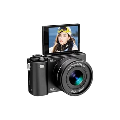 Andoer 64MP Digital Camera, Compact Camera 16X Optical Zoom 2.8 Inch IPS Screen MP3, Self-Timer Gust Wide Viewing Angles Photo Camera for Concerts, Life - Black