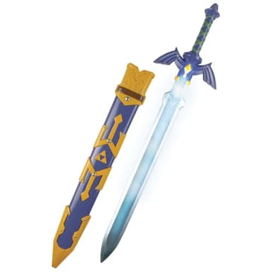 Legend of Zelda Light Up Master Sword 29" / 73cm, Officially Licensed by Disguise, LED Light Feature Sword Fancy Dress Accessory, Includes Detailed Scabbard & Hilt, Inspired by Link
