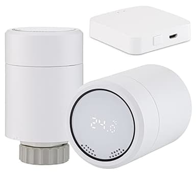 Sandy Beach Smart Trv, Smart Heating Radiator - Smart Radiator Valve, Smart Radiator Thermostat Valve with Zigbee TRV Radiator Valve Gateway Connecting to Amazon Alexa (Gateway + Thermostat)