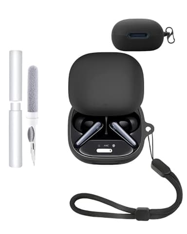 Silicone Protective Case for Anker Soundcore Liberty 5 Earbuds - Durable and Eco-Friendly Bluetooth Earphone Cover with ClearKit & KeyChain & lanyard,Black