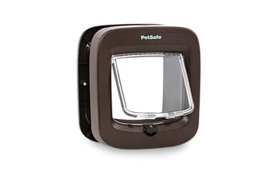 PetSafe Microchip Cat Door - Exterior or Interior Cat Flap - Multi-User RFID Access for up to 40 Pets - 4-Way Locking, Weatherproof, DIY Easy Install - Brown