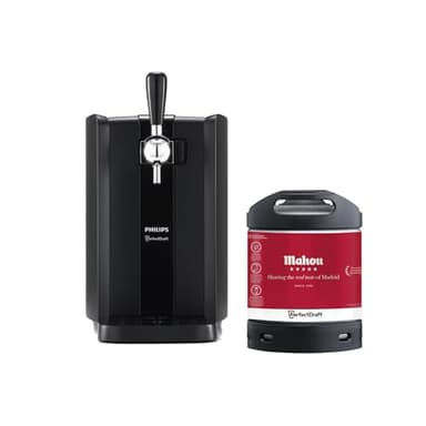PerfectDraft Black Philips Machine Home Beer Cooler & Dispenser System HD HD3761/60 and Mahou Keg