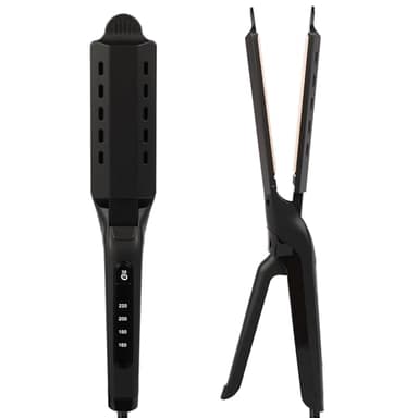 LRHSBG Hair Straightener with Scissor Arm and Large Heating Plates for Salon, 4 Temperature Settings, Design of Heat Dissipation Holes, Suitable for Ironing Dry or Wet Hair, British Plug