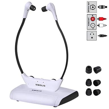 SIMOLIO Digital Wireless Headphones for TV with Optical, Hearing Assistance Device, Earbuds for Hard of Hearing, Headset for Smart TV, Sound Amplifier (SM-823D Pro)