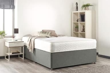 Bed Centre Silver Linen Memory Foam Divan Bed With Mattress, No Headboard, No Drawers (Single (90cm X 190cm))