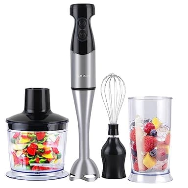 Belaco Hand Blender Mixer 4in1 Processor Chopper Mixer Bowl Egg Whisk & Beaker 800W DC motor 600ml chopper bowl 500ml beaker