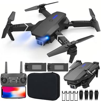 SGM-E88 4K Drone with Camera – Foldable Cameras Drone with Dual Camera Wifi RC Quadcopter 360° Rotation Stunt, Drones with Camera 4K Professional for Kids & Adults with 2 Batteries & Bag