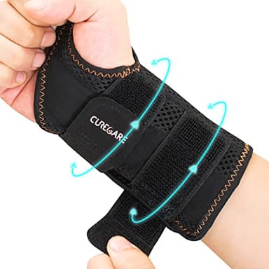 CURECARE New Updated Carpal Tunnel Wrist Splint, Adjustable Wrist Support Brace with 2 Straps, Professional Wrist Stabilizer for Pain Relief, Repetitive Injuries Recovery (Right Hand-Black, S/M)