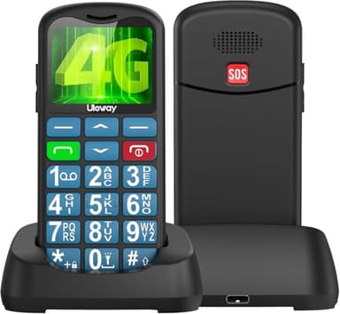 USHINING 4G Senior Mobile Phones SIM Free Unlocked, USB-C Charging Big Button Mobile Phone for Elderly, Elderly Friendly Basic Simple Mobile Phone with Charging Dock,SOS Button,Large Volume,FM Radio