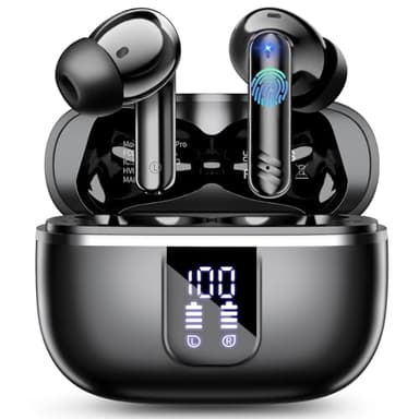 Wireless Earbuds, Bluetooth 5.4 Earphones In Ear with 4 ENC Noise Cancelling, 46H HiFi Stereo Bluetooth Headphones Deep Bass, IP7 Waterproof Bluetooth Ear Buds With Touch Control for iOS Android.Black