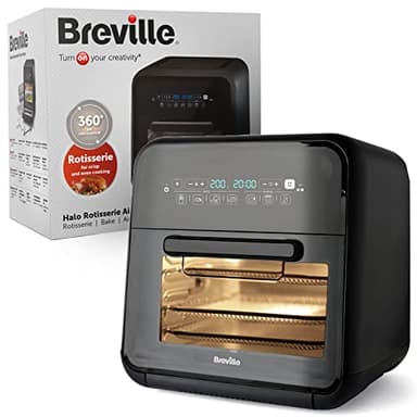 Breville Halo Rotisserie Air Fryer | Digital Extra Large Air Fryer Oven | Fry, Bake & Dehydrate | 2000 W | Energy Efficient | Black and Grey [VDF127]