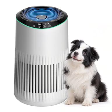 Operan Air Purifier Allergy Home Bedroom Office, HEPA Air Filter Smoke Pet Scale odor 0.3µm Sleep Mode Blue Ambient Light Strip Scented Sponge 22dB MR2566 White, 1 Pack+3 Modes