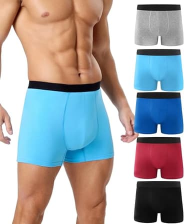 FORVEVO Incontinence Pants for Men 150ML Absorbent 5 Pack, Washable Mens Long Leg Boxers Shorts Cotton with Protective Pads, Leakproof Underwear Trunks, Reusable Odor Control(Multicolor01, L)