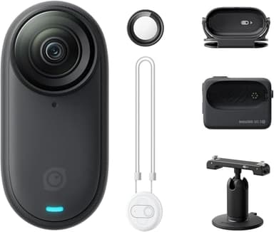 Insta360 GO 3S 64GB Midnight Black - 4K Tiny Portable Vlogging Camera, Hands-Free POVs, Mount Anywhere, Stabilization, 140 Min Battery Life, 10m Waterproof, AI Editing, Black, For Vlog, Travel