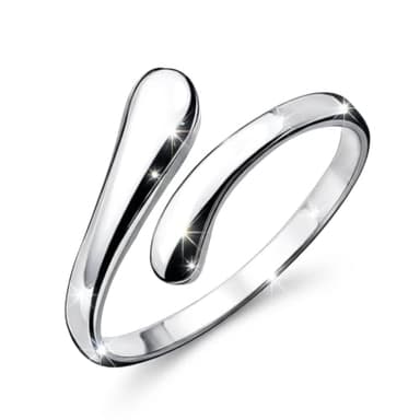 KFRS Women's 925 Sterling Silver Simple Open Adjustable Rings