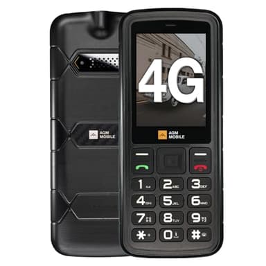 AGM M9 4G Rugged Basic Phone, Large Button Mobile Phone for Seniors, IP68/IP69K Waterproof, Drop-Proof, Large Fonts, Fast Dialling, 3 Card Slots, FM Radio, Torch, 1000 mAh Battery