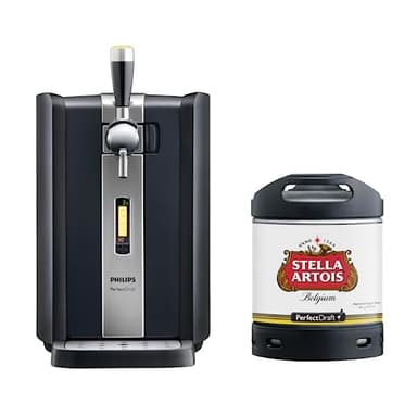 Philips PerfectDraft Draft Beer Bundle with Stella Artois 6L Keg, Black Home Dispenser