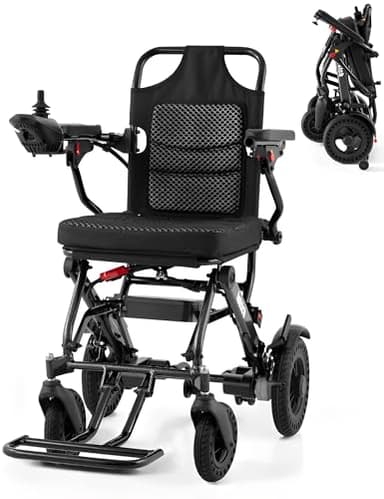 Ultra Light Electric Wheelchair for Adults, Aluminum Frame, Removable Soft Pad, All-Terrain, Foldable, Electric Wheelchair for The Elderly, Power Wheelchair Suitable for Travel and Daily Use